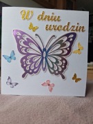 Kartka okolicznościowa 3d ręcznie robiona motyl latające motyle dla kobiety