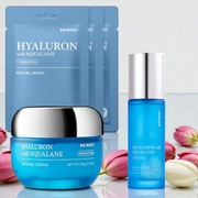 Koreański zestaw Hyaluron Squalane PREMIUM – serum + krem + 3 maski