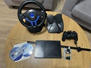 PS2 Slim CZARNA 70004 + PAD + KIEROWNICA + 2 GRY - NA CZĘŚCI OPIS