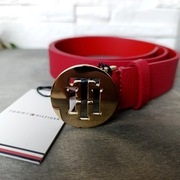 Nowy Pasek Tommy Hilfiger TH Round z Metką 3x100 cm Czerwony