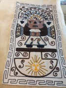 Panel stary z haftem vintage z peruwiańskiej tkaniny Crewel~Ręcznie robione