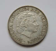Holandia 2 1/2  Guldena 1962 - 15 gram srebra próby 720