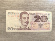Banknot 20 zł z 1982 roku seria AA
