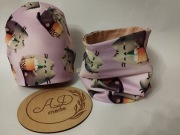 Komplet zestaw czapka komin kotek Kot bawełniany  