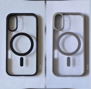 Etui/case przezroczyste czarne i szare z MagSafe na iPhone'a 16