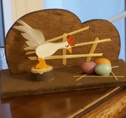 Wielkanocna dekoracja artystyczna z lat 70-tych-PRL-oryg.etykieta