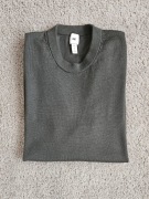 Sweter crewneck H&M Premium kolor khaki/oliwkowy, 100% wełna merino, roz. L