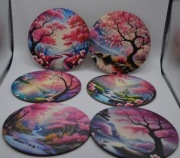 PODKŁADKI pod kubek ZESTAW 6 szt. KWITNĄCA WIŚNIA Sakura JAPONIA