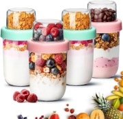 4x Kubek na Musli zestaw szklany pudełka na wynos jogurt posiłki do pracy