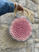 Torebka do ręki elegancka okragla, szydelkowa