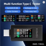 Tester Ładowania USB Miernik Woltomierz Amperomierz KWS-1902L
