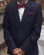 Garnitur 2 częściowy 140 xs slim /64, buty 35, mucha i 2 poszetki + koszula