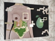 Obraz złoto 80x60 akt farby akryl podobrazie