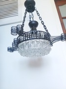 Lampa żyrandol PRL loftowa czarna kryształ