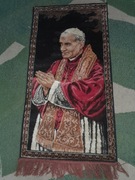 Jan Paweł II  gruby dywanik gobelin kilim makata gruby nowy 100x50 PRL