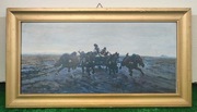 Obraz Józef Chełmoński Czwórka 1880 r. Reprodukcja w złotej ramie  KAW PRL
