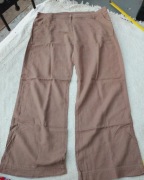 Spodnie lniane, len xxl brązowe 