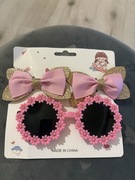 Uroczy zestaw okularki+ 2 spineczki brokat