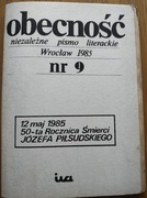 OBECNOŚĆ niezależne pismo literackie nr 9/1985