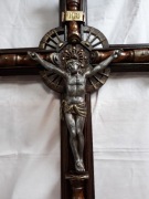 1 Krzyż krucyfiks drewno, cyna, złocenia - 121 cm