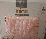Elegancki Turecki koc Mink Sense duży 220-240 cm, różowy/ brzoskwiniowy