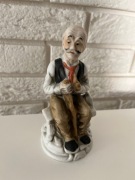 Figurka biskwit dziadek z fajką ręcznie malow 16cm