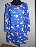 104* misslook Świąteczna sukienka tunika z dzianiny Bałwanki S/M