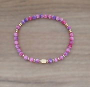 Bransoletka agat różowy hematyt złota 