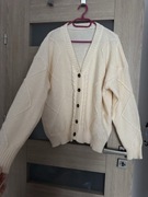 NOWY Kremowy beżowy sweter damski kardigan na guziki 48 / 4XL