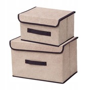 Pudełko Zestaw 2 szt BEŻOWE Schowek składany Organizer