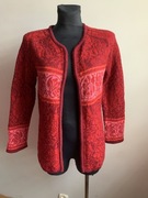 Oleana piekny czerwony sweter narzutka Premium Norway wełniany S M 38