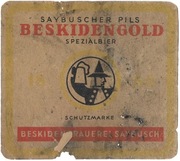 Okupacyjna etykieta na piwo BESKIDEN GOLD, browar ŻYWIEC
