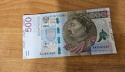 Banknot obiegowy 500zl seria AA3692020