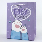 Torebka prezentowa "Baby shower", fioletowa, 25x32x11 cm
