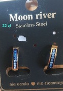 Kolczyki złote z niebieska cyrkonią Moon River 