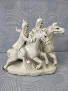 Porcelanowa figurka vintage Pędzą konie po betonie 
