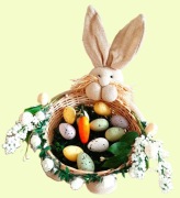 KOSZ z JAJKAMI, na słodycze ,kwiaty - ZAJĄC Wielkanocny 26 cm