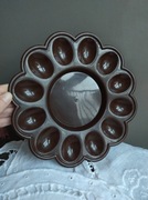 Brązowy talerz taca Patera półmisek na Jajka 12 sztuk Vintage West