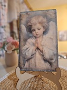 Obrazek na desce Aniołek chłopiec 
