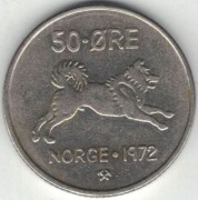 Norwegia 50 ore 1972 - 22 mm - nr 1