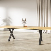 STÓŁ ROZKŁADANY DĘBOWY  RUSTIC NOGI X LOFT LOFTOWY