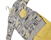 Zestaw x2,Kaftanik/Bluza+Spodnie, szary, żółty, 86