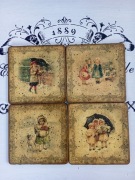 Ozdobne podstawki pod kubki vintage farmhouse shabby chic Prowansja 