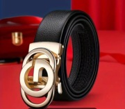 Luksusowy pasek damski ze skóry ekologicznej z automatyczny klamrą. CZARNY