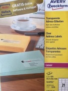Przezroczyste etykiety adresowe AVERY ZWECKFORM 63,5 x 38,1 mm L7560-25