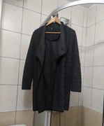 Płaszczyk S M materiałowy kardigan F&F sweter sweterek czarny szary eleganc