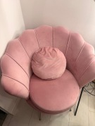 Zestaw mebli Glamour: Sofa Muszelka, Fotel, Krzesło i Taboret | Różowy