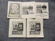 EXLIBRIS-y Warszawa-Poznań-Łódź lata 70-te 5 różnych