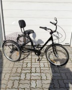 Rower trójkołowy 24” 7 biegów z oświetleniem - czarny