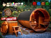 SAUNA Ogrodowa 400cm + PRZEDSIONEK + GRATIS Beczka 500L + Akcesoria 